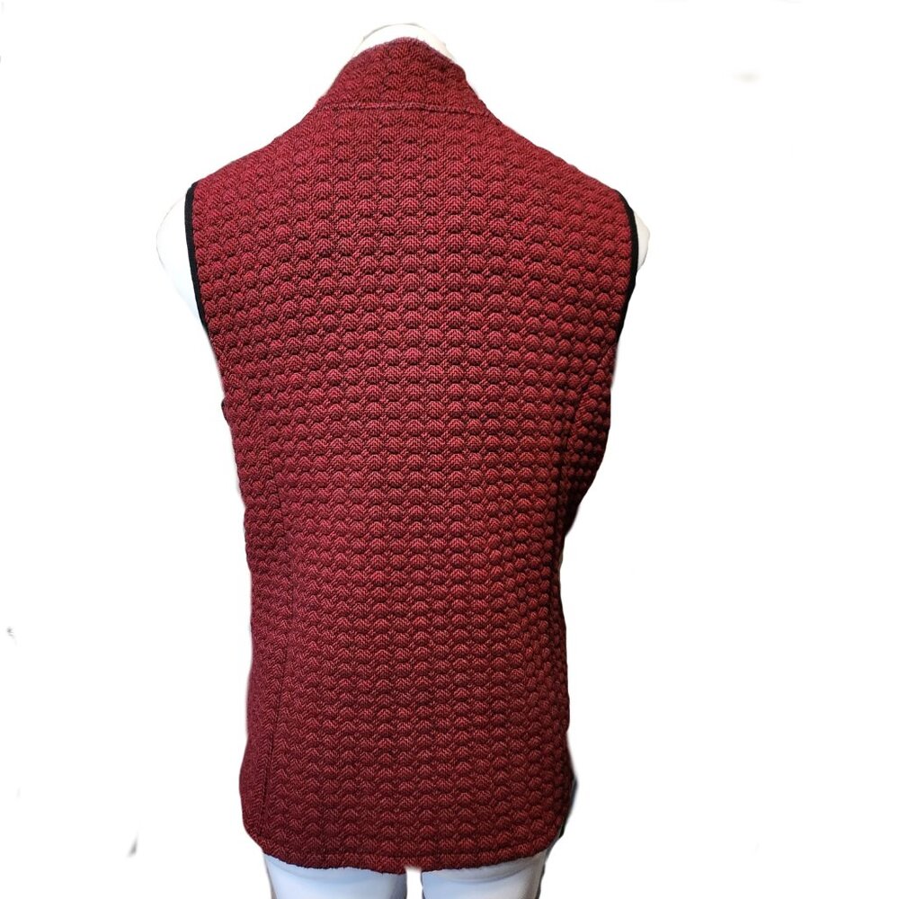 ❤️ 4/$20 Kim Rogers vest Women's medium Quilted red black zip-up Collar fall - Picture 9 of 16